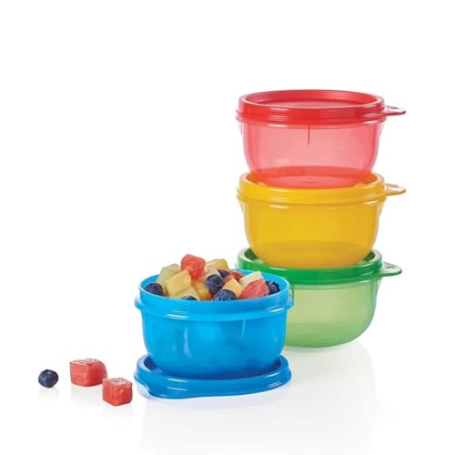 Tupperware Ideal Little Bowl Snack Cup Set of 4 in Green, Red, Blue, Yellow Tupperware Ideal Little Bowl Snack Cup Set of 4 in Green, Red, Blue, Yellow