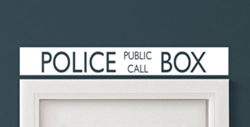 Vintage Style Police Pública Call Box Teléfono Dormitorio Armario Puerta – 36" Por 5" Vinilo Blanco Decorativo