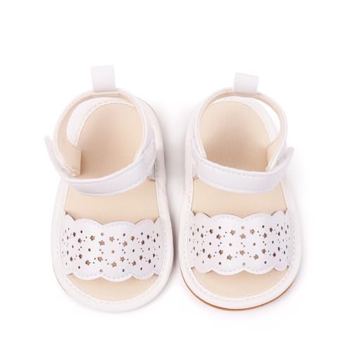Image of HsdsBebe Baby Girls Sandals Bohemia Flower Bow Soft Sole Toddler First Walkers Beach Summer Shoes
