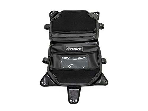 SuperATV UTV Water-Resistant Overhead Storage Bag Compatible With CanAm Maverick X3 (See Fitment) - 2 compartments | Clear Phone Window | Easily Installs with Hook and Loop Straps