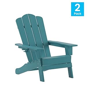 Taylor Logan Nellis Adirondack Chair with Cup Holder Weather Resistant HDPE Adirondack Chair in Blue Set of 2