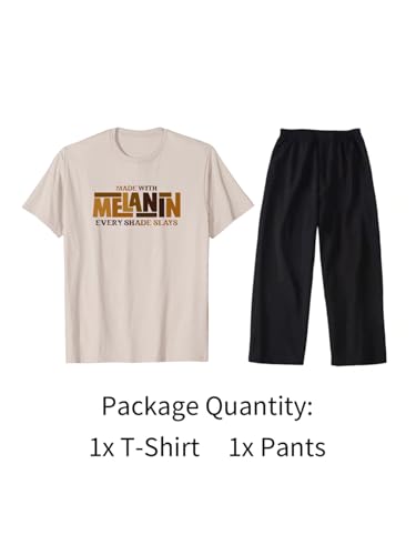 Image of Black History Pajamas, Graphic Matching Sets for Women, Magic Afro American Natural Hair Vintage Melanin T-Shirts and Pants