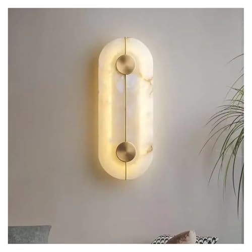 IvyLoutish Lámpara de Pared Moderna nórdica de mármol y Piedra, alabastro, para Sala de Estar, Color Oro y Cobre, decoración Interior del hogar, Aplique LED, Moderno.