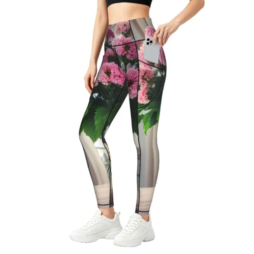 Leggings con estampado de flores de mujer para fitness y uso casual
