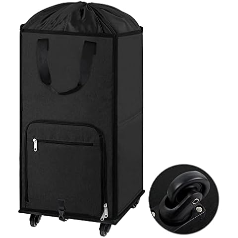 Bukere Laundry Hamper with Wheels, Large Rolling Laundry Basket with 4 Casters and 2 Handles, Collapsible Freestanding Wheeled Laundry Bag for Clothes, Laundry Room, Bathroom Midnight Grey Cover
