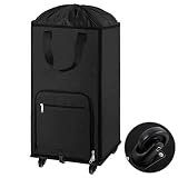Bukere Laundry Hamper with Wheels, Large Rolling Laundry Basket with 4 Casters and 2 Handles, Collapsible Freestanding Wheeled Laundry Bag for Clothes, Laundry Room, Bathroom Midnight Grey
