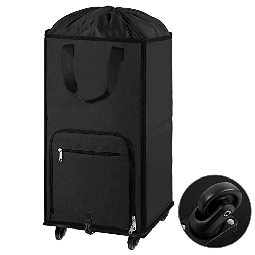 Bukere Laundry Hamper with Wheels, Large Rolling Laundry Basket with 4 Casters and 2 Handles, Collapsible Freestanding Wheeled Laundry Bag for Clothes, Laundry Room, Bathroom