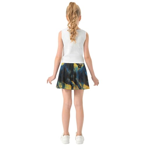Skirts with Shorts Artistic Black Horses Running Girls Skorts Athletic Shorts Breathable School Skirt 4t4