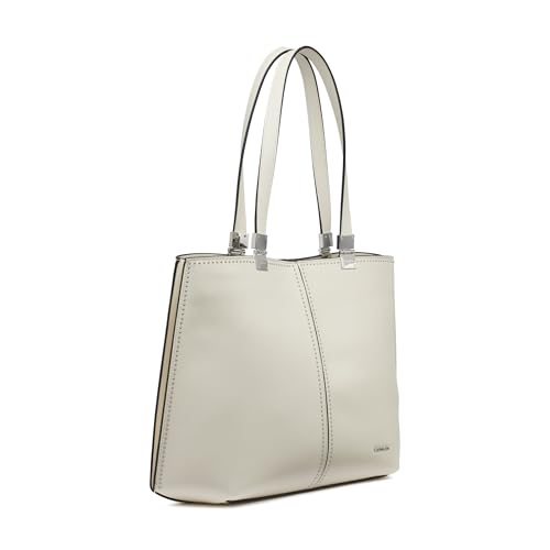 Image of Calvin Klein Women's Granite Geometric Tote Bag - Vegan Leather, Monogram, 3 Pockets