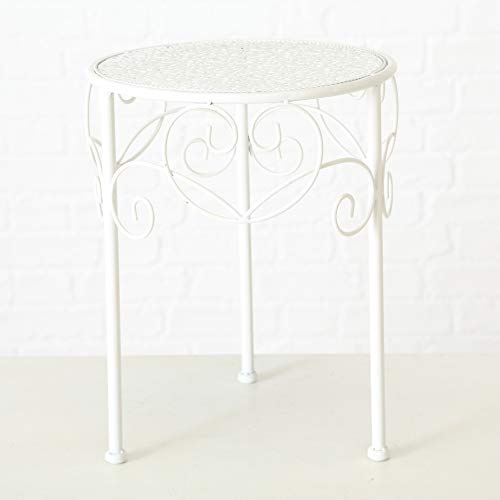Whw Whole House Worlds French Country Shorty Plant Stands, Set Of 3, Round Top, White, Romantic Vintage Style Iron, For Indoor And Outdoor Use, 15, 13, And 11 Inches Tall #TOP6