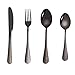 ED-Lumos Juego de cubiertos Cubertería Vajilla de 16 piezas Acero inoxidable Color Negro para 4 Personas