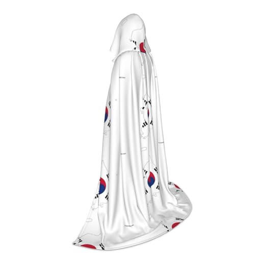 Cape à capuche avec imprimé drapeau Corée robe de bal masqué