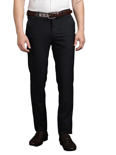 Image of Turtle Men 4 Way Stretch Slim Fit Dobby Structure Flat Front Casual Chinos - Flexible Smart Casual Trousers for Men