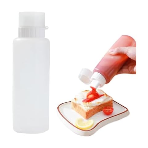 Squeeze Bottles Five holes Reusable Condiment Bottles for Sauces Liquids BPA-Free Leak Proof Design, Easy to Clean Plastic Squeeze Bottles with Nozzle Cover