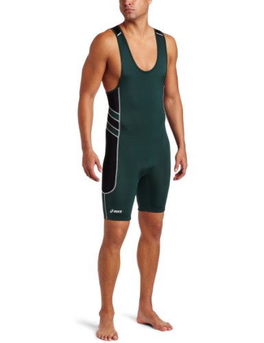 ASICS Men's Unrestrained Wrestling Singlet,Forest/Black,X-Large