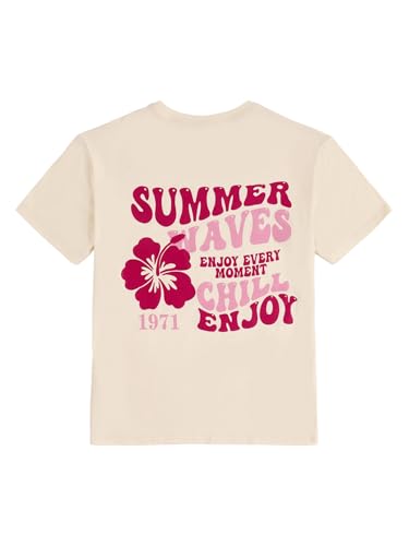 Image of SOLY HUX Girl's Short Sleeve Graphic Tees Crew Neck Beach Tops Casual Summer T-Shirts