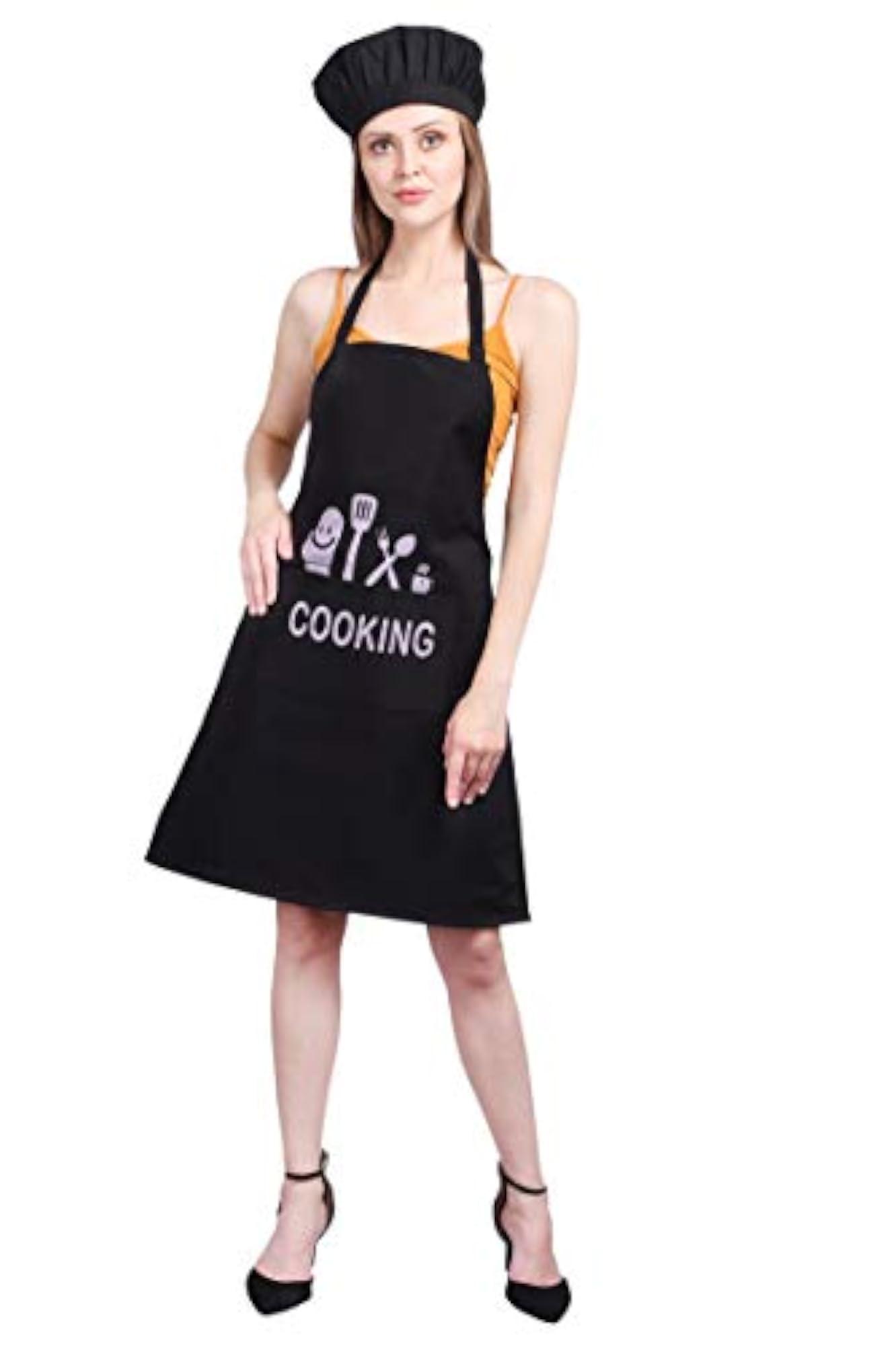 Waterproof Polyester Printed Cooking Apron with Chef Cap