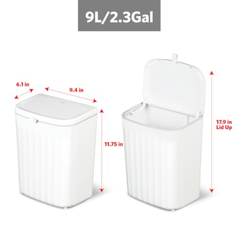 Image of Glad Roomate Under Counter Waste Bin | Space Saving Small Trash Can for Kitchen Cabinet, Bathroom or Office | Dual Lid for Ease of Opening, 9 Liter, White