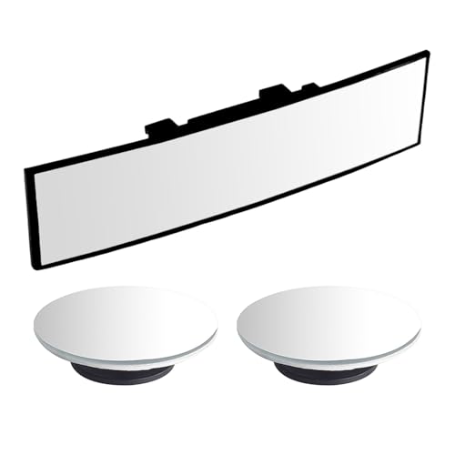 1 Piece Of Interior Rearview Mirror And 1 Pair Of Round Mirrors, Anti-Glare Rearview Mirror, Wide-Angle Rearview Mirror, Curved Rearview Mirror, Auto Accessories