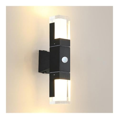 Apliques de Pared Modernos, Luces LED para Exteriores, Impermeables, con Sensor de Movimiento, para Exteriores, de Aluminio Negro, para Porche, escaleras, baño, Pasillo, Exterior (