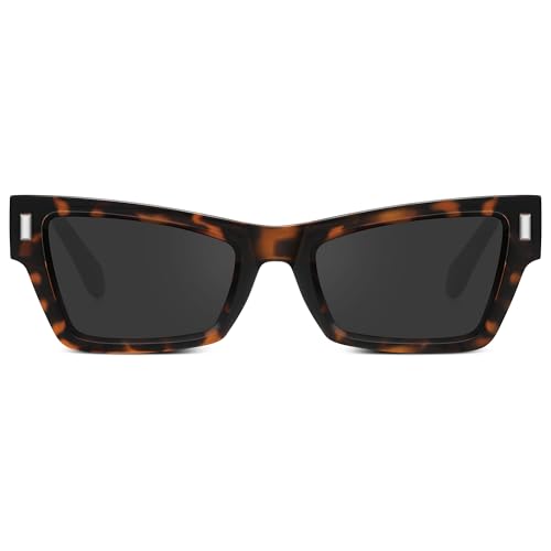 Vintage Trendy Rectangle Sunglasses for Womens Oversized Cute Fashion Shades Mens Sunnies UV Protection