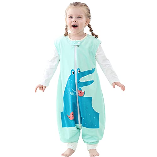 Image of MICHLEY Unisex Baby Wearable Blanket Autumn Winter Toddler Sleeveless Sleeping Bag with Feet,Green,3-5T