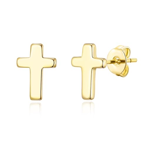 Philip Jones 18k Gold Plated Cross Stud Earrings