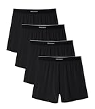 DAVID ARCHY Ultra Soft Modal Boxers for Men, Silky Stretchy Boxer Shorts, Breathable Loose Men's Underwear for Sleep 4 Pack(L, Black)