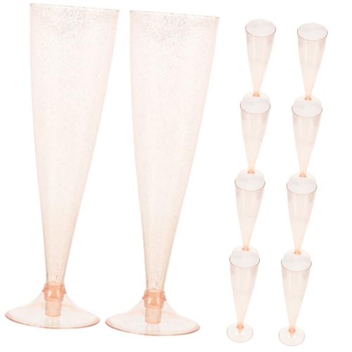 OFFIGAM 10個 使い捨てグリッターワイングラス 軽量製安定構造 パーティー バー レストラン対応エレガントシャンパンカップ