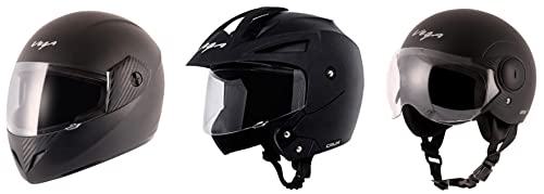 Image of Vega Cliff Black Helmet-M&Vega Crux Open Face Black Helmet-M&Vega Atom Dull Black Helmet-M