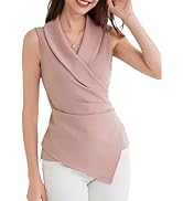 GRACE KARIN Women's Wrap V Neck Casual Work Tops Sleeveless Office Dressy Summer Blouse Top Asymm...