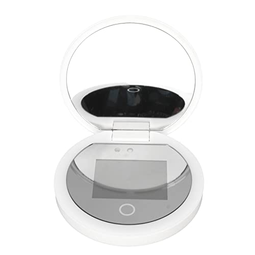 Yunir Testkamera mit UV-Spiegel, beleuchteter Reise-Make-up-Spiegel mit 2-facher Vergrößerung, wiederaufladbar, rund, 3,5 Zoll (8,9 cm) mit Faltung