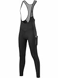 qualidyne Women's Cycling Bib Tights with Pockets - 4D Padded Quick-Dry Bike Pants- Mesh Straps, Ankle Zippers, Reflective Black