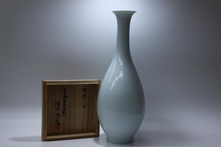 Amazon.co.jp: 技工 陶匠 鍋島名工 樋渡陶六 作 青白磁 鶴首 一輪 花生 