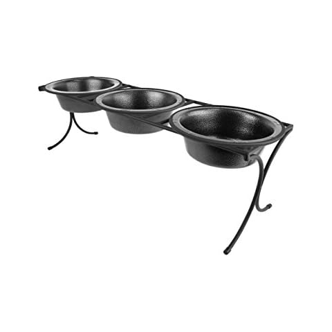 Platinum Pets Bistro Triple Diner Feeder with Stainless Steel Cat/Dog Bowl, Medium, Silver Vein Cover