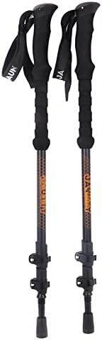 New Carbon Fiber Trekking Pole Metal Lock High-Strength and Ultra-Light Outdoor Hiking Three-Section Telescopic Outer Lock Cane (2PCS)