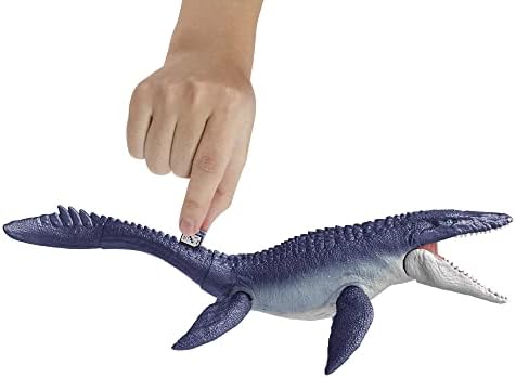 Jurassic World: Dominion Mozazaur Figurka dinozaura (73,5 cm długości) z ruchomymi punktami, zabawa fizyczna i wirtualna, prezent dla dzieci od 4 roku życia, HNJ57