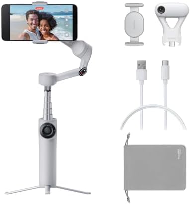Insta360 Flow 2 Pro Sports Pack wit: opvouwbare stabilisator, AI-tracking in 200 toepassingen met Apple DockKit, uittrekbaar statief, 360° tracking en meerdere personen
