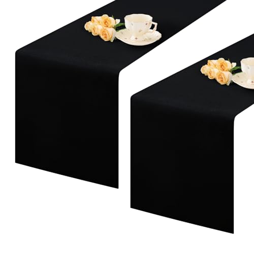 mylacerhome 2 Pack Black Farmhouse Table Runner Coffee Table Runner