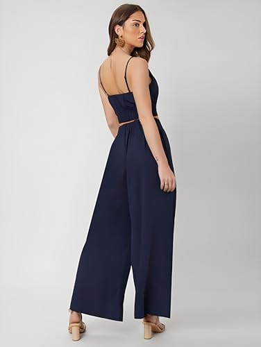 Image of Women's Two-Piece Co-ord Sets-Crop Top and Wide-Leg Pants-Stylish Casual Matching Outfits