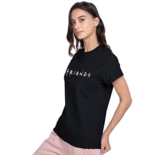 Image of Bewakoof Women's Typography 100% Cotton T-Shirt - Boyfriend Fit, Round Neck, Half Sleeves