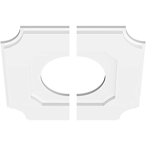 Image of Ekena Millwork CMP16LE2-07000 Locke Architectural Grade PVC Contemporary, Two Piece Urethane Ceiling Medallions 16 inchOD x 7 inchID x 9 1 /2 inchC x 1 inchP