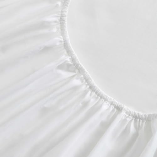 Image of Martha Stewart - Twin Size Sheets Set, Crisp & Tailored Cooling Sheets with a Smooth Cotton Percale Lightweight Feel - Bed Sheets with Matching Pillowcase & Fitted Sheet (Lilly Pond Leaf Blue)