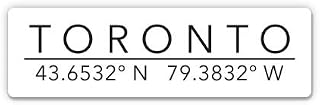 Squiddy Toronto Canada - City Coordinates Travel Luggage Vinyl Sticker Decal (7" Wide)