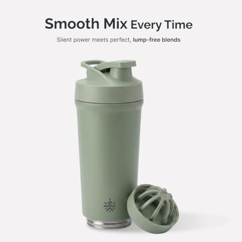 Image of CULT Stainless Steel Bottom Opener Shaker Bottle 700 ml, Leakproof Protein Mixer with Noise-Free Agitator, Wide Mouth, Dishwasher Safe, BPA-Free, Gym & Fitness Supplement Bottle Green