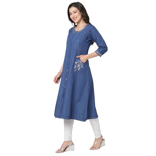 Image of GIA Denim Little Embroidery Kurti