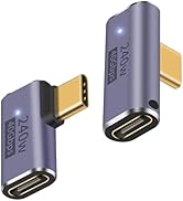 Poyiccot 240W USB C Right Angle Adapter (2 Styles), 40Gbps Right Angle USB C Male to Female Adapt...