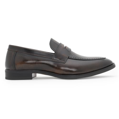 Image of Red Tape Men's Formal Shoes Teak Leather Round Toe Slipon Flexible Support