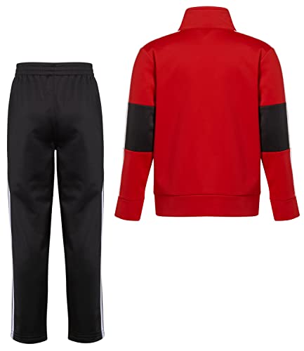 adidas Boys' Little Tricot Jacket & Pant Clothing Set, Vivid Red Stripe 3S, 4 (AG6415C)3