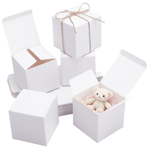 PH PandaHall 30 Stück Weißer Geschenkkarton Weihnachten Papierschachteln Mini Pappschachtel mit Deckel Favor Box Kraftboxen Geschenkverpackungsboxen für Party Hochzeit Geburtstag Valentinstag 9x9x9cm